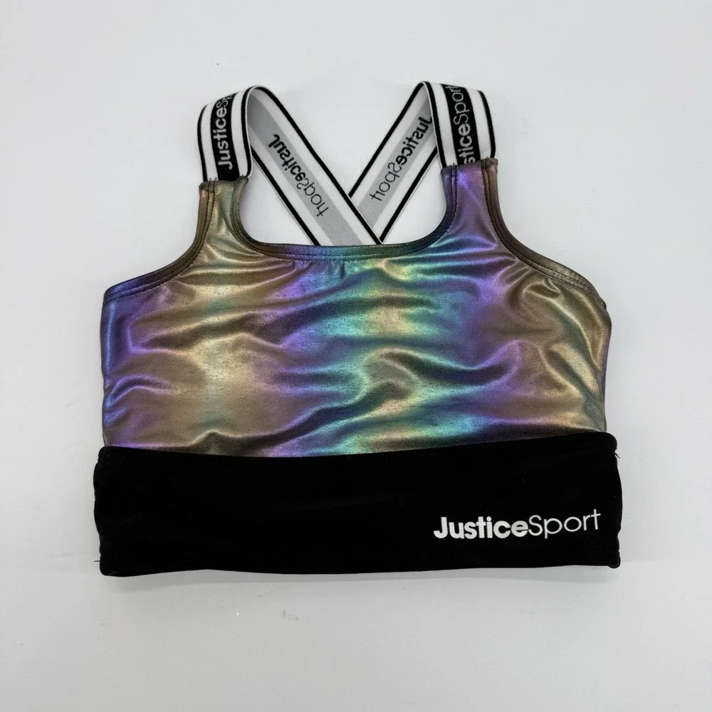 Justice Girls XS 4/5 Sport Branded Bikini Swimsuit Top Sport Bra Gym